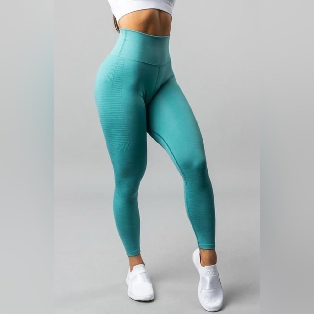 Alphalete Halo Teal Green Activewear Seamless Compression Leggings Womens Sml